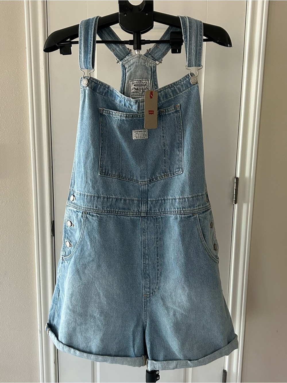 Levi's Vintage Women's Shortalls - Light Blue Denim Short Overalls - SIZE XL